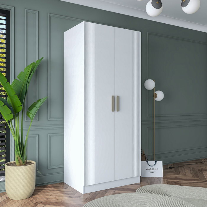 Hanah Home Armario Blanco con Estanterías Hanah Home Armario Blanco con Estanterías
